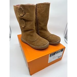 Livie and Luca Neve Flower Caramel Color Suede Boots Toddler 8 Barefoot